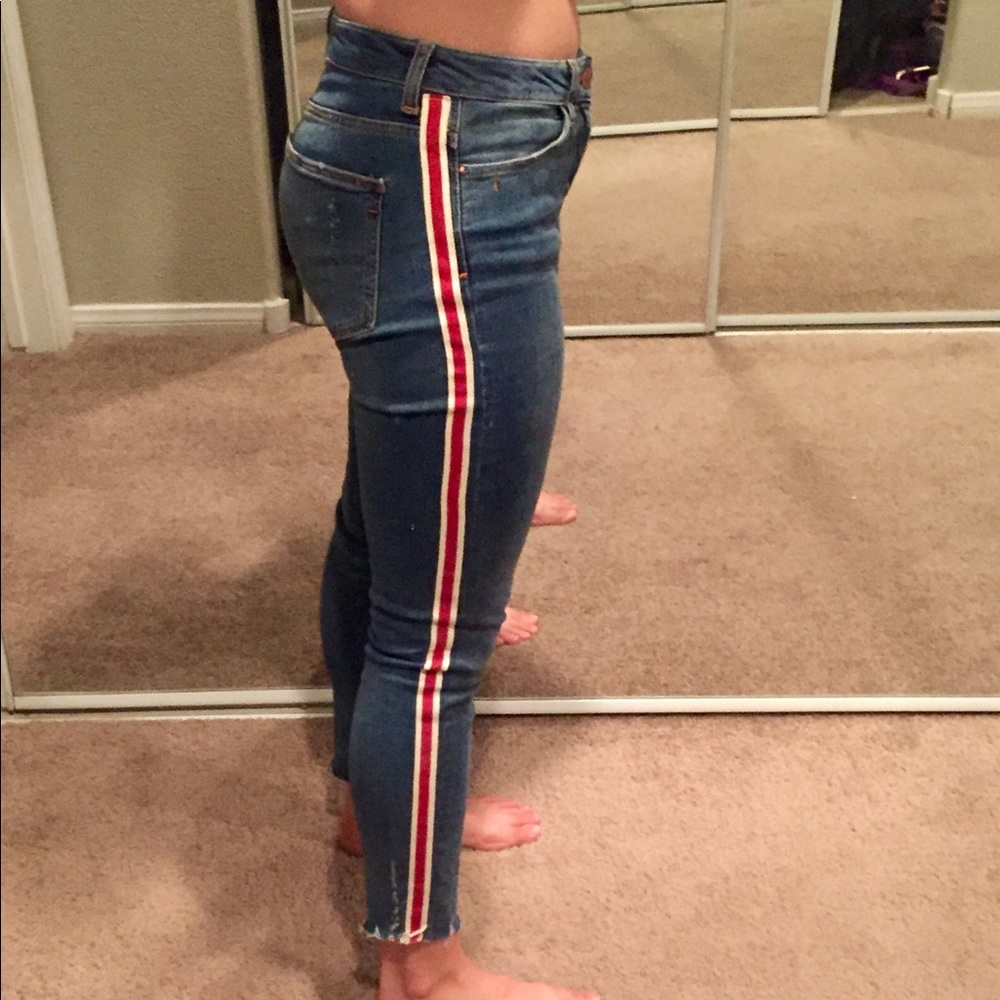 Italian Zara’s Red and White Striped Jeans